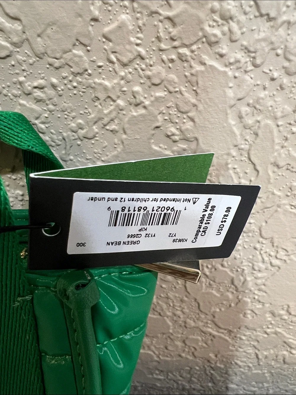 kate spade Green Quilted Mini Tote keychain